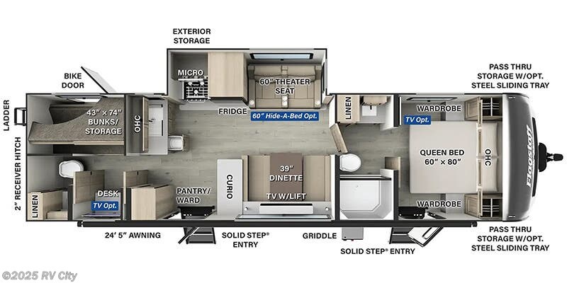 Call now about this 2025 Forest River Flagstaff Super Lite 29DBH! Floorplan of 2025 Forest River Flagstaff Super Lite 29DBH