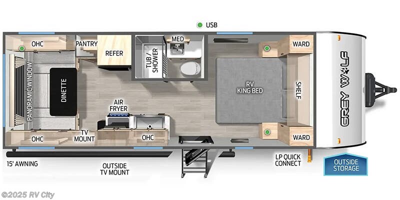 Call now about this 2026 Forest River Cherokee Grey Wolf 20RDSE! Floorplan of 2026 Forest River Cherokee Grey Wolf 20RDSE