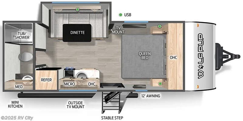 Call now about this 2026 Forest River Cherokee Wolf Pup 16KHW! Floorplan of 2026 Forest River Cherokee Wolf Pup 16KHW