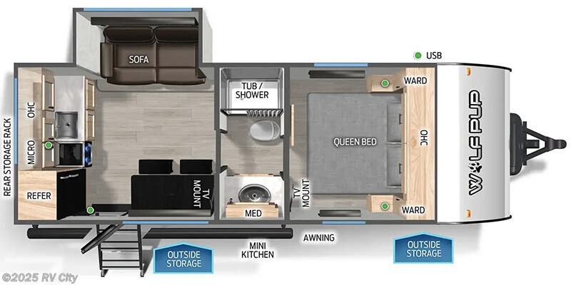 Call now about this 2026 Forest River Cherokee Wolf Pup 17SC! Floorplan of 2026 Forest River Cherokee Wolf Pup 17SC