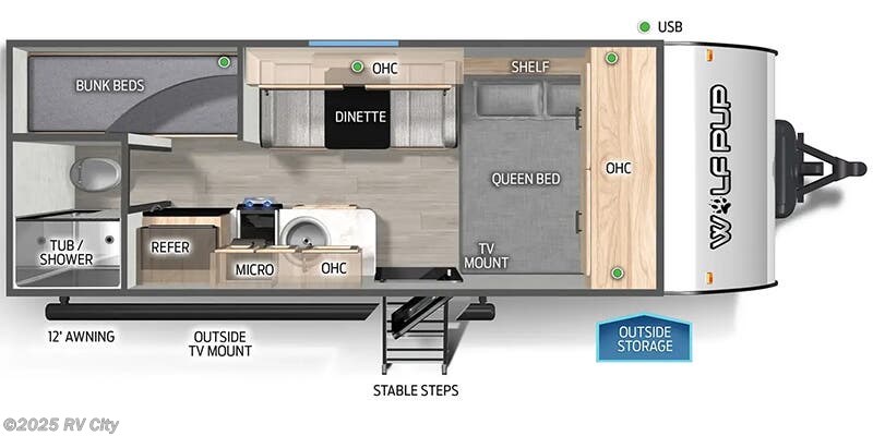 Call now about this 2026 Forest River Cherokee Wolf Pup 16LP! Floorplan of 2026 Forest River Cherokee Wolf Pup 16LP