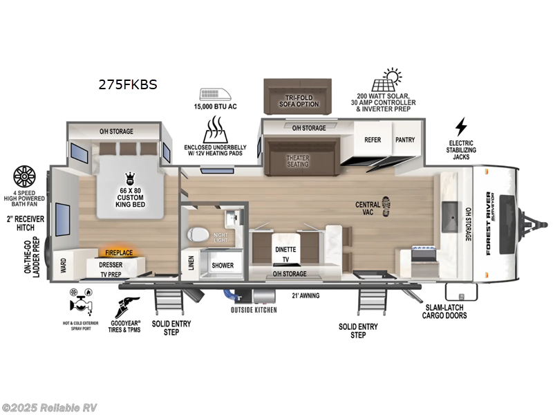 Call now about this 2025 Forest River Grand Surveyor 275FKBS! 2025 Forest River Grand Surveyor 275FKBS - New Travel Trailer For Sale by Reliable RV in Springfield, Missouri features Slideout