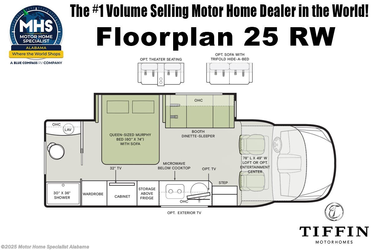 Floorplan of 2025 Tiffin Wayfarer 25 RW