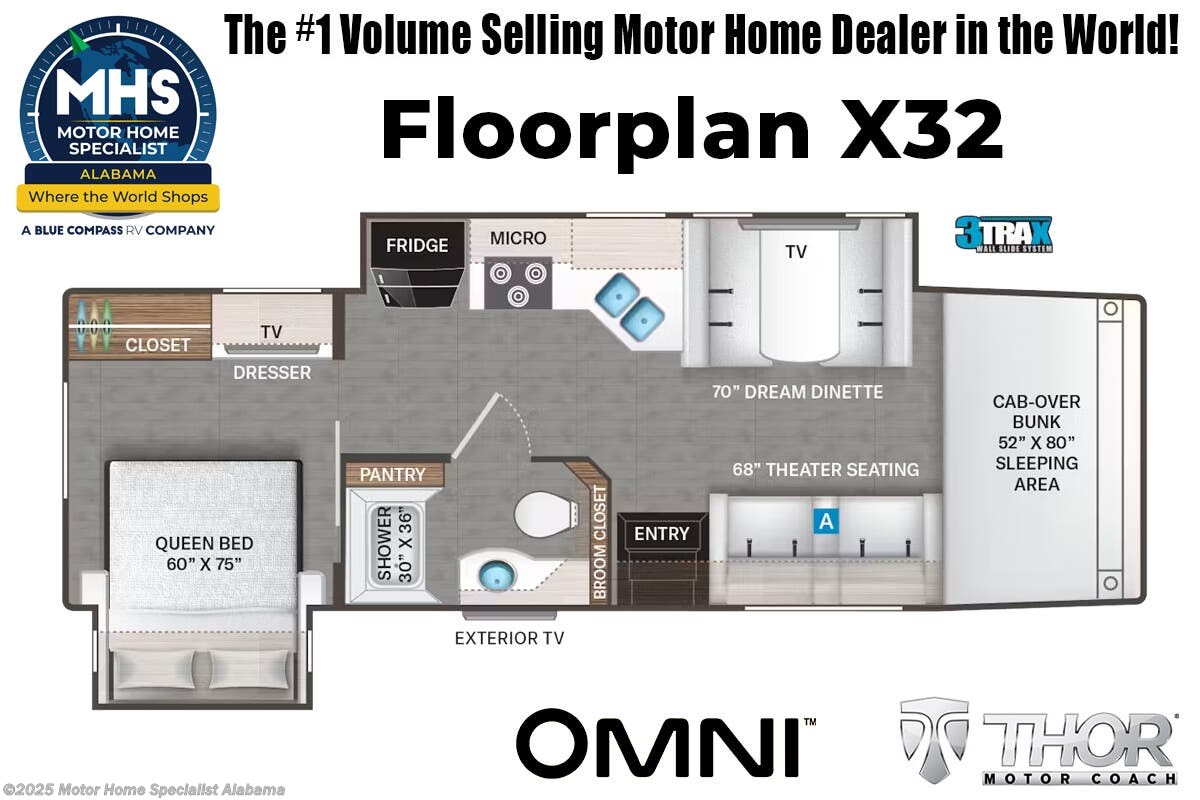 Floorplan of 2025 Thor Motor Coach Omni X32