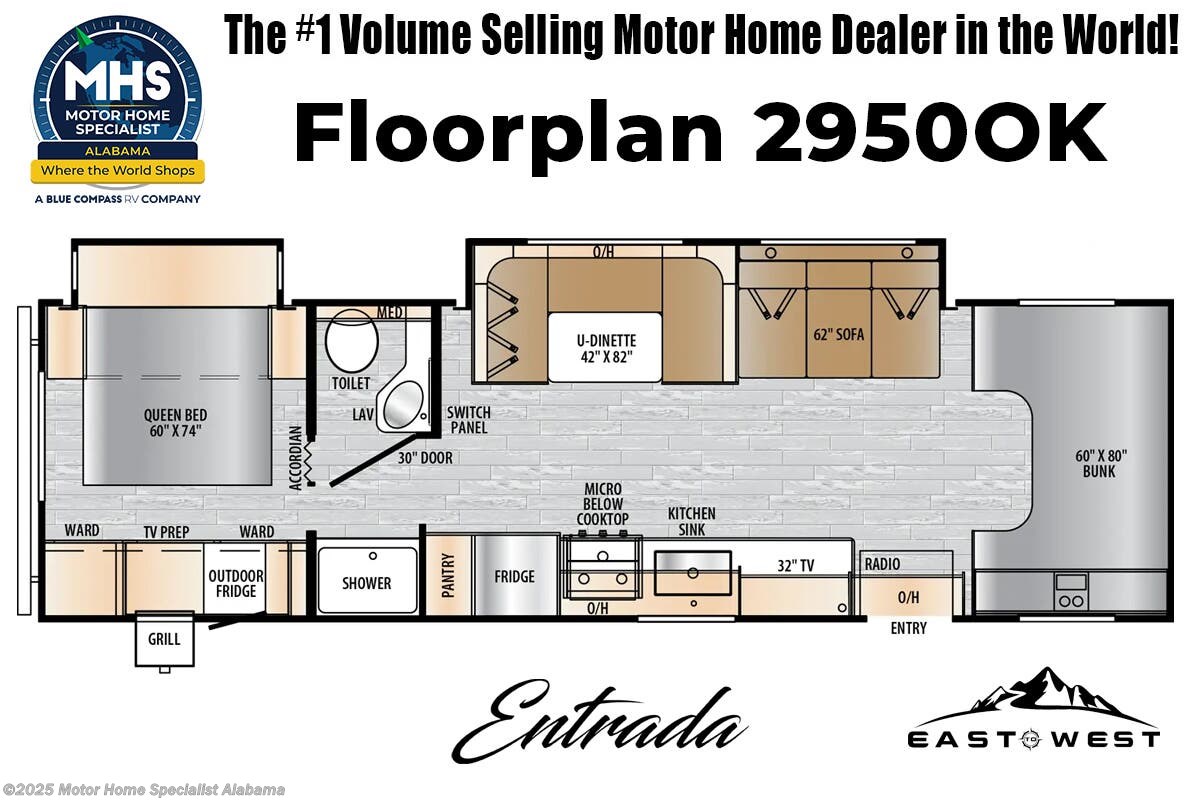 Floorplan of 2026 East to West Entrada 2950OK