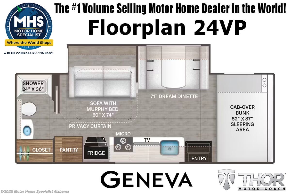 Floorplan of 2026 Thor Motor Coach Geneva 24VP