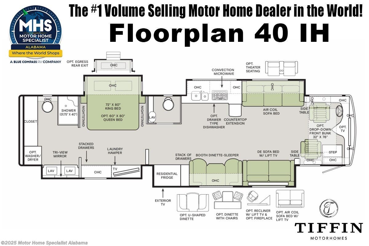 Floorplan of 2026 Tiffin Phaeton 40IH