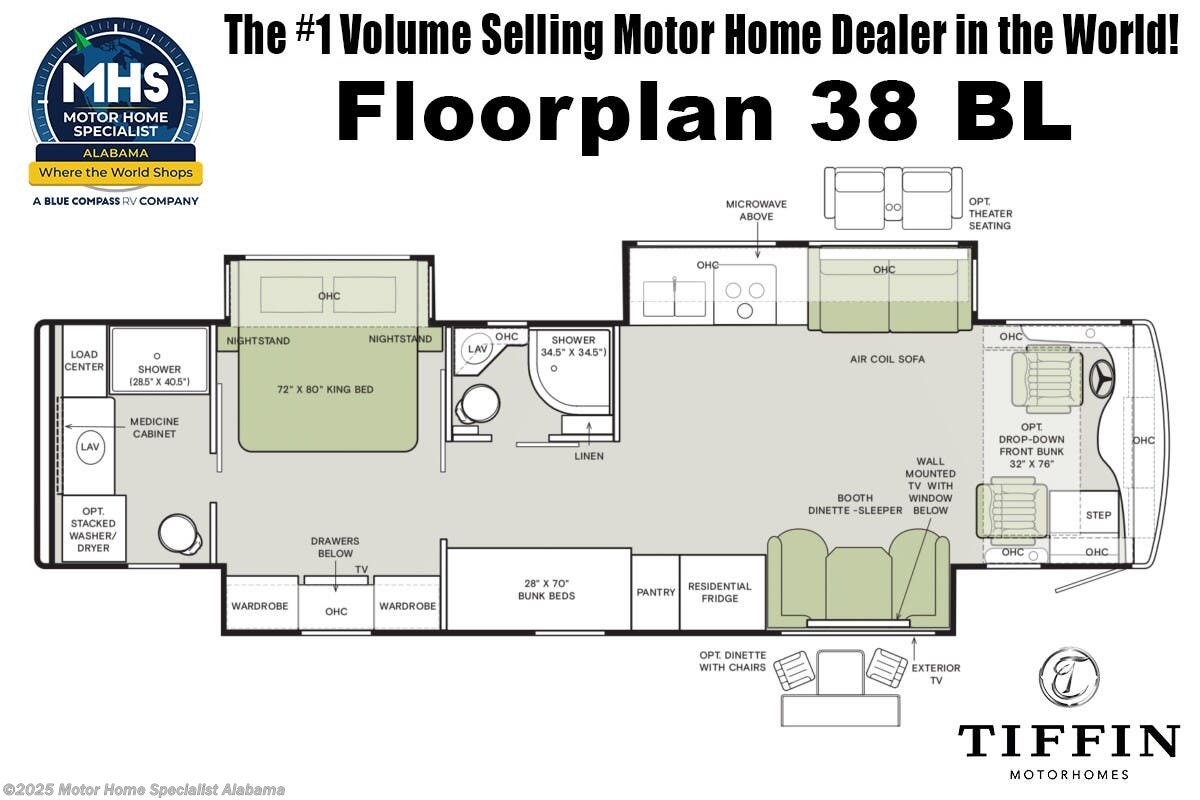 Floorplan of 2026 Tiffin Byway 38 BL