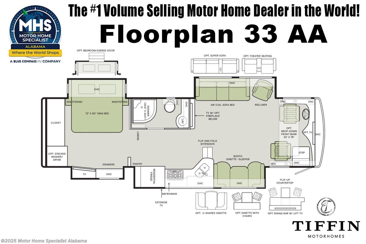 Floorplan of 2026 Tiffin Allegro Red 33AA