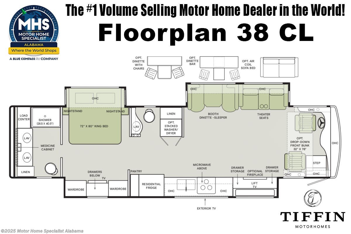 Floorplan of 2025 Tiffin Byway 38 CL