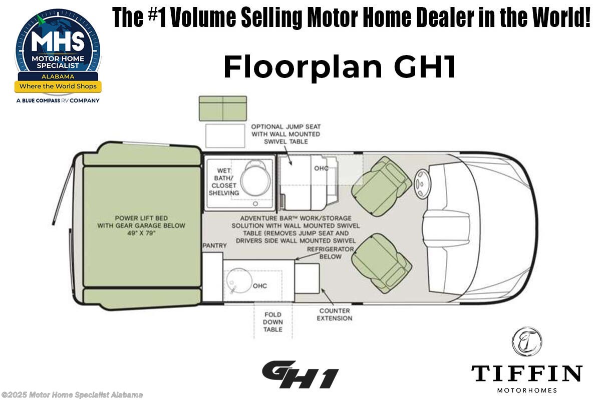 Floorplan of 2025 Tiffin GH1 Tiffin