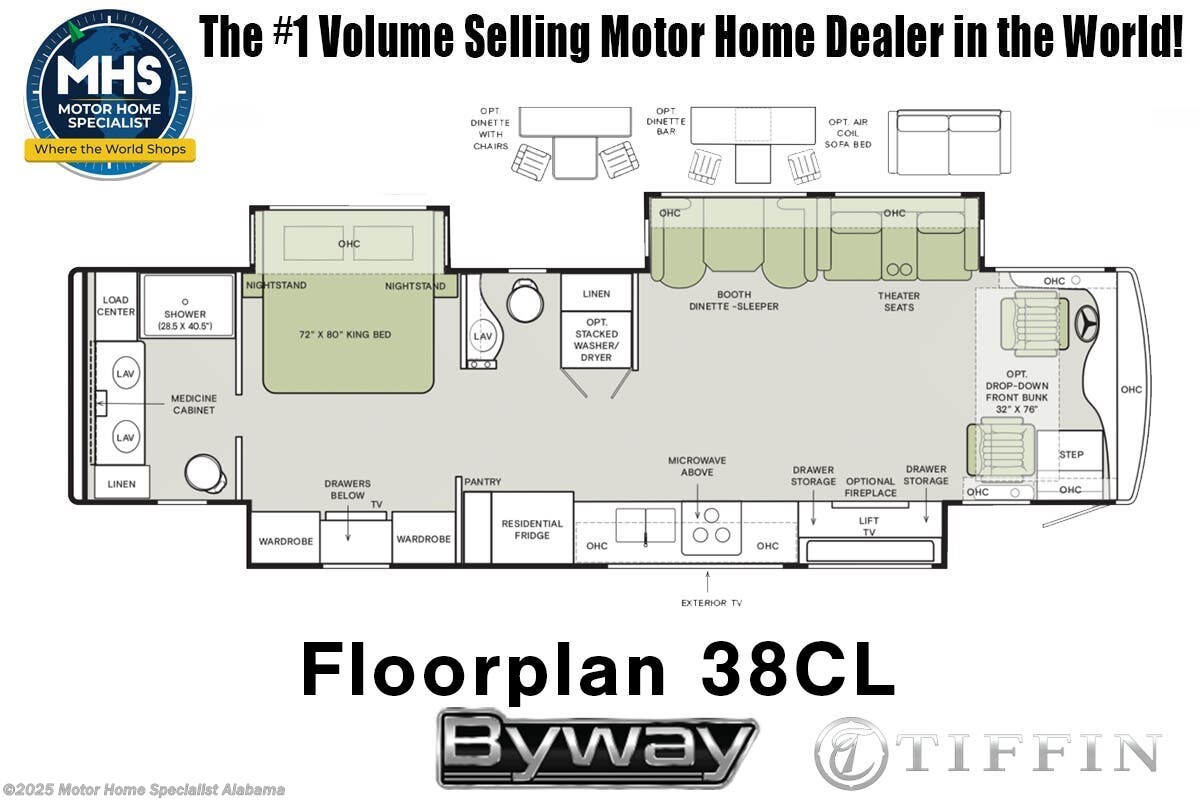 Floorplan of 2026 Tiffin Byway 38 CL