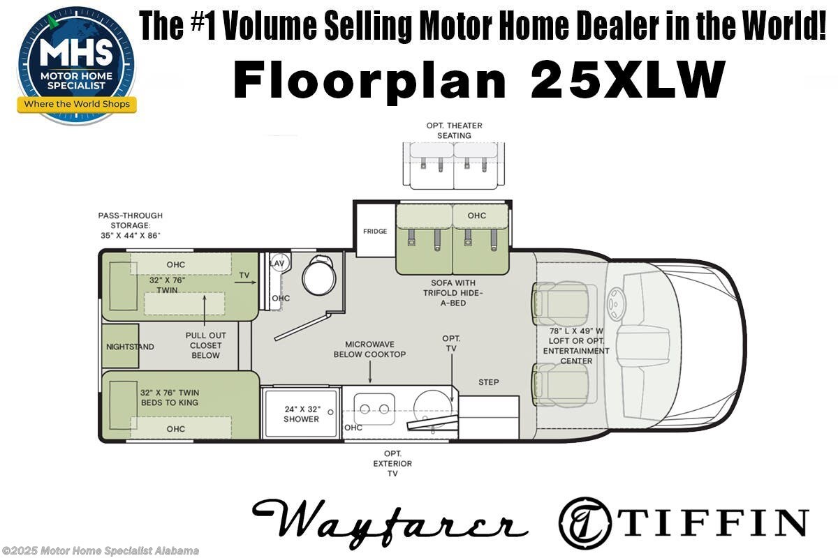 Floorplan of 2025 Tiffin Wayfarer 25 XLW