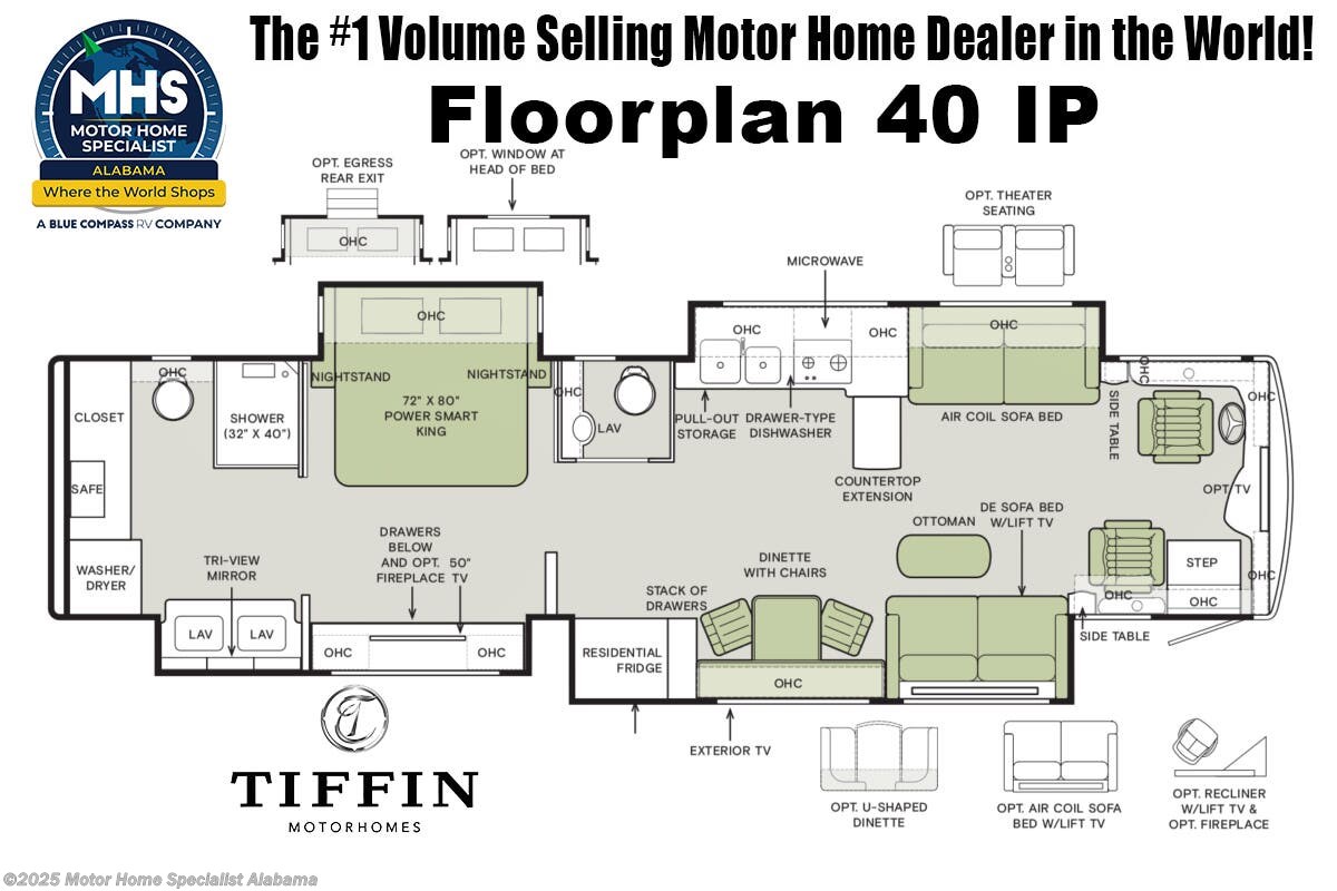 Floorplan of 2026 Tiffin Allegro Bus 40 IP