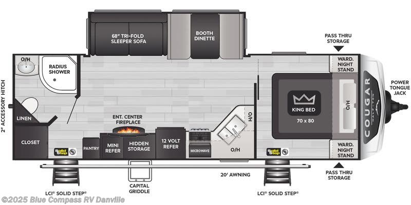 Call now about this 2024 Keystone Cougar Half-Ton 26RBS! Floorplan of 2024 Keystone Cougar Half-Ton 26RBS