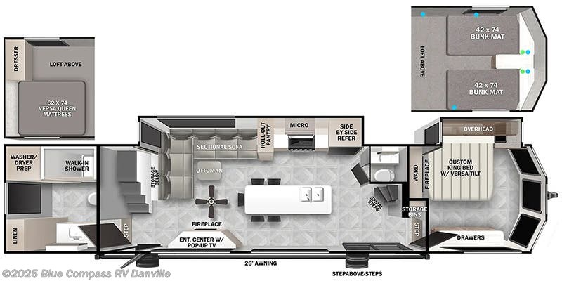 Call now about this 2024 Forest River Wildwood Grand Lodge 44VIEW! Floorplan of 2024 Forest River Wildwood Grand Lodge 44VIEW