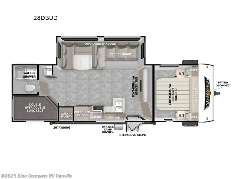 Call now about this 2025 Forest River Wildwood 28DBUD! 2025 Forest River Wildwood 28DBUD - New Travel Trailer For Sale by Blue Compass RV Danville in Ringgold, Virginia features Slideout