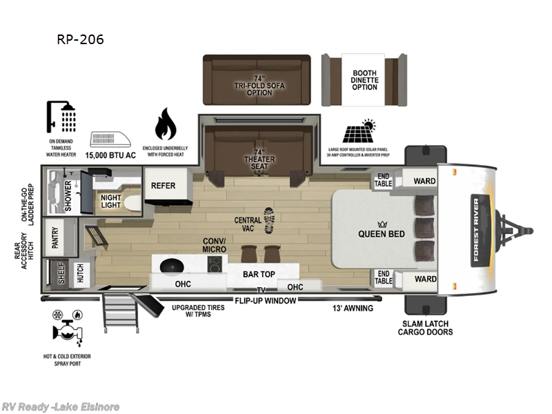 Call now about this 2026 Forest River R Pod RP-206! 2026 Forest River R Pod RP-206 - New Travel Trailer For Sale by RV Ready in Lake Elsinore, California features Slideout