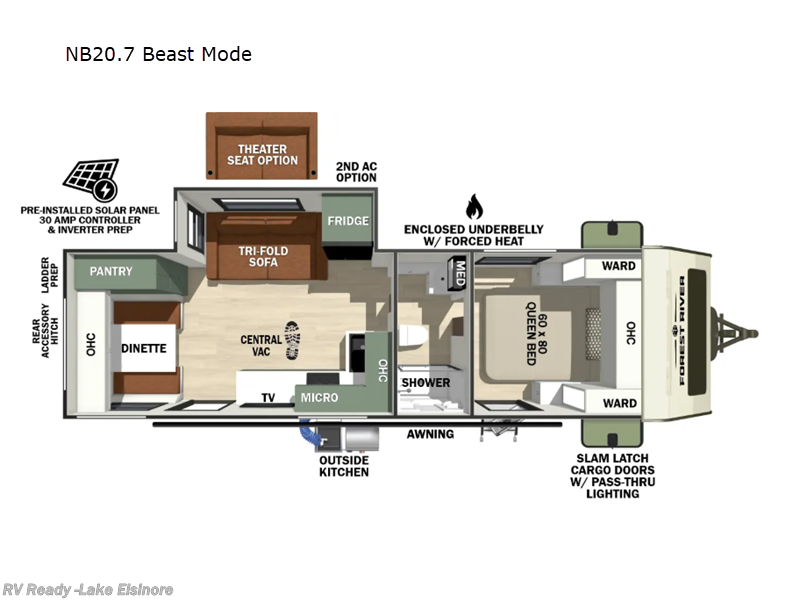 Call now about this 2026 Forest River No Boundaries NB20.7 Beast Mode! 2026 Forest River No Boundaries NB20.7 Beast Mode - New Travel Trailer For Sale by RV Ready in Lake Elsinore, California features Slideout
