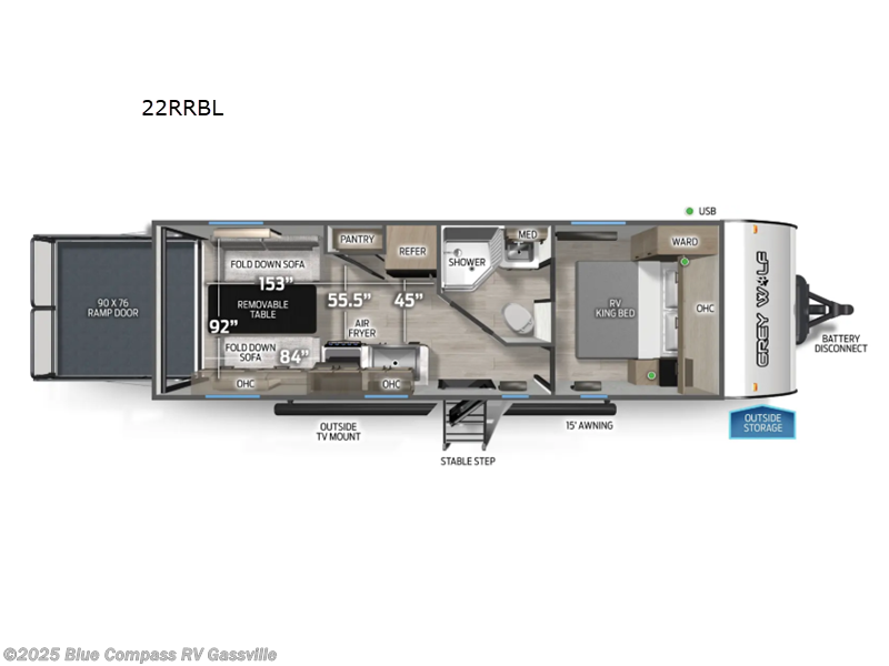 Call now about this 2026 Forest River Cherokee Grey Wolf Black Label 22RRBL! 2026 Forest River Cherokee Grey Wolf Black Label 22RRBL - New Toy Hauler For Sale by Blue Compass RV Gassville in Gassville, Arkansas