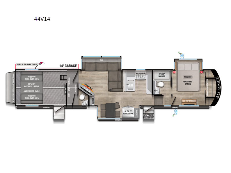 Call now about this 2026 Alliance RV Valor 44V14! 2026 Alliance RV Valor 44V14 - New Toy Hauler For Sale by Blue Compass RV Springfield in Strafford, Missouri features Slideout