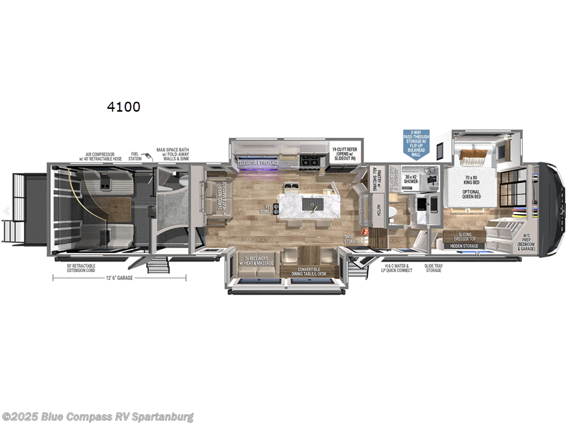 Call now about this 2026 Brinkley RV Model G 4100! 2026 Brinkley RV Model G 4100 - New Toy Hauler For Sale by Blue Compass RV Spartanburg in Duncan, South Carolina features Slideout