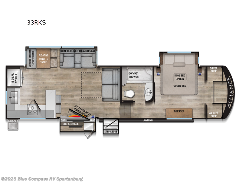 Call now about this 2025 Alliance RV Avenue 33RKS! 2025 Alliance RV Avenue 33RKS - New Fifth Wheel For Sale by Blue Compass RV Spartanburg in Duncan, South Carolina features Slideout