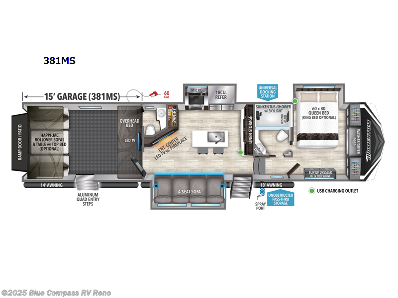 Call now about this 2022 Grand Design Momentum M-Class 381MS! 2022 Grand Design Momentum M-Class 381MS - Used Toy Hauler For Sale by Blue Compass RV Reno in Reno, Nevada features Slideout