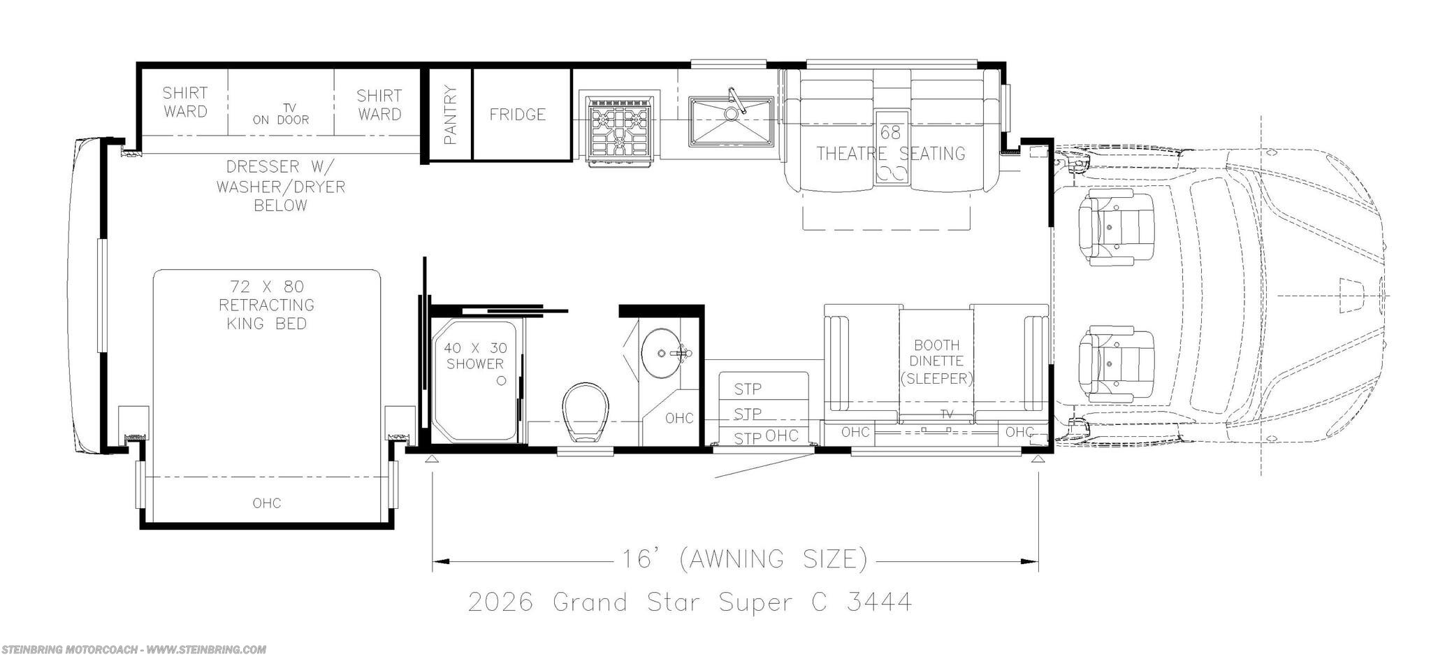 Floorplan of 2026 Newmar Grand Star 3444