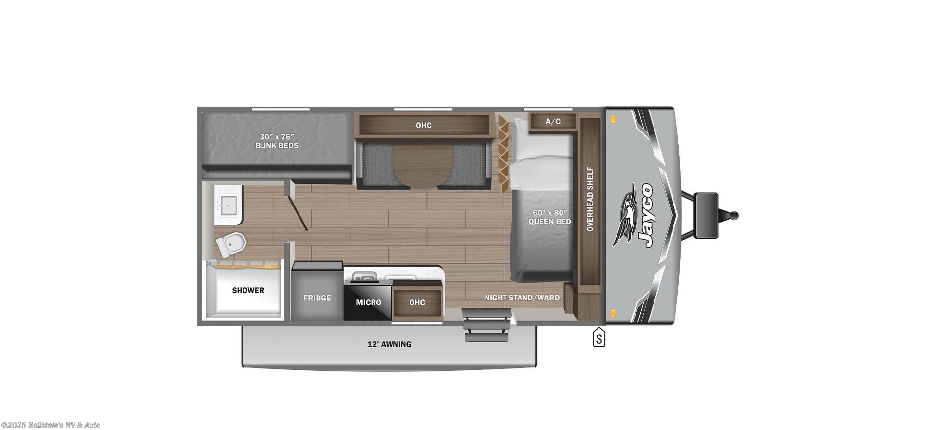 Call now about this 2026 Jayco Jay Flight SLX 175BHW! Floorplan of 2026 Jayco Jay Flight SLX 175BHW