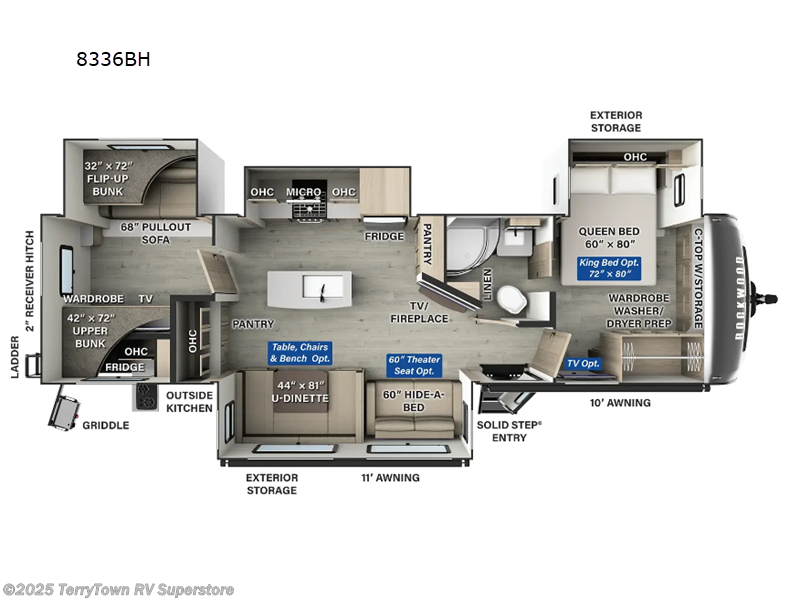 Call now about this 2025 Forest River Rockwood Signature 8336BH! 2025 Forest River Rockwood Signature 8336BH - New Travel Trailer For Sale by TerryTown RV Superstore in Grand Rapids, Michigan features Slideout