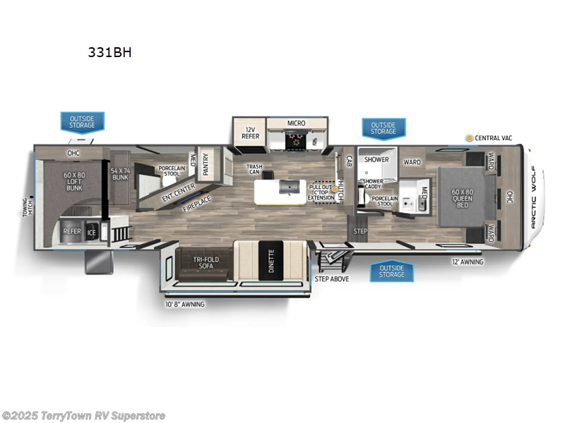 Call now about this 2026 Forest River Cherokee Arctic Wolf 331BH! 2026 Forest River Cherokee Arctic Wolf 331BH - New Fifth Wheel For Sale by TerryTown RV Superstore in Grand Rapids, Michigan features Slideout