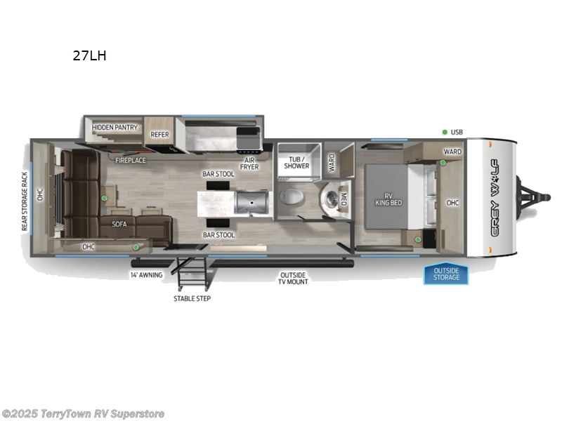 Call now about this 2026 Forest River Cherokee Grey Wolf 27LH! 2026 Forest River Cherokee Grey Wolf 27LH - New Travel Trailer For Sale by TerryTown RV Superstore in Grand Rapids, Michigan features Slideout