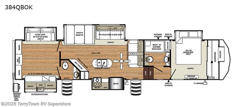 Call now about this 2019 Forest River Sandpiper 384QBOK! 2019 Forest River Sandpiper 384QBOK - Used Fifth Wheel For Sale by TerryTown RV Superstore in Grand Rapids, Michigan features Slideout