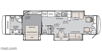 Email now about this 2012 Monaco RV Diplomat 43DFT! Floorplan of 2012 Monaco RV Diplomat 43DFT