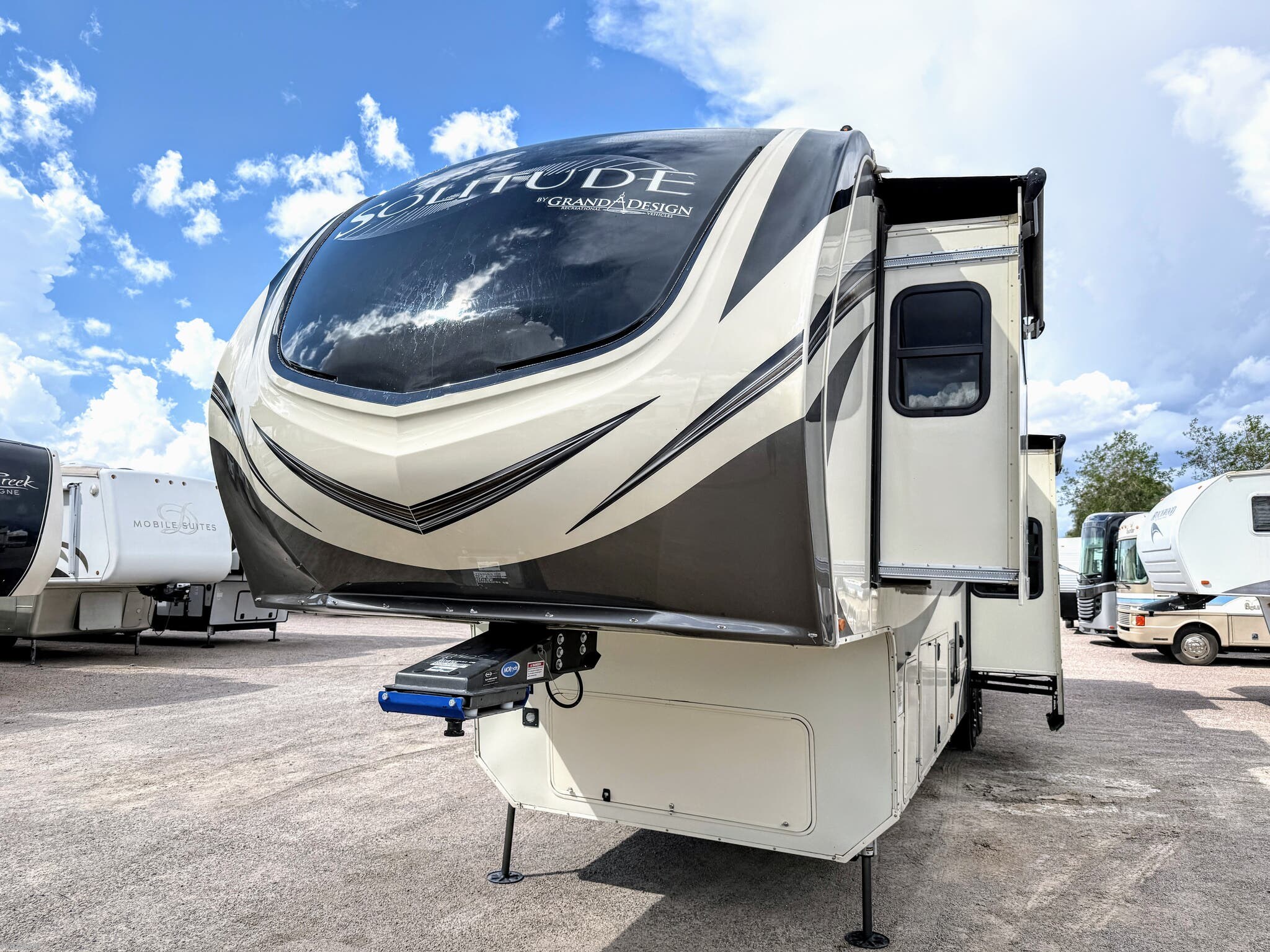Call now about this 2021 Grand Design Solitude 390RK! 2021 Grand Design Solitude 390RK - Used Fifth Wheel For Sale by RV AZ Corral in Mesa, Arizona features Shower, CD Player, DVD Player, Screen Door, Stove Top Burner