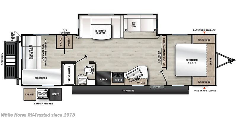 Call now about this 2025 Coachmen Catalina Legacy Edition 293QBCK! Floorplan of 2025 Coachmen Catalina Legacy Edition 293QBCK