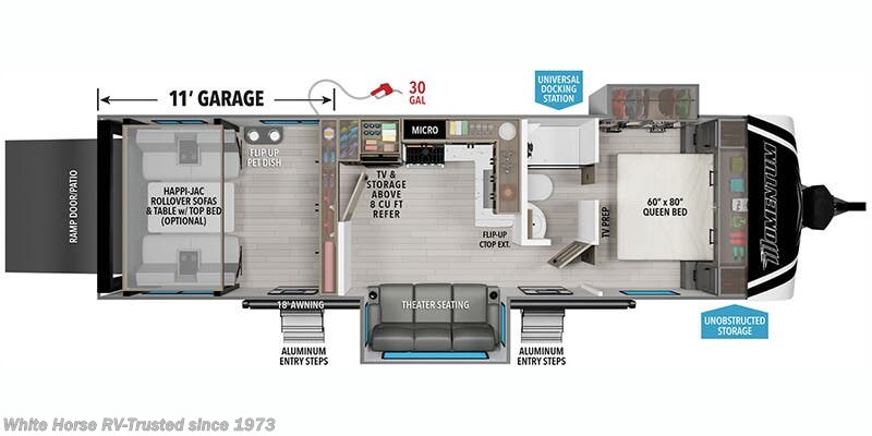 Call now about this 2026 Grand Design Momentum G-Class 29GS! Floorplan of 2026 Grand Design Momentum G-Class 29GS