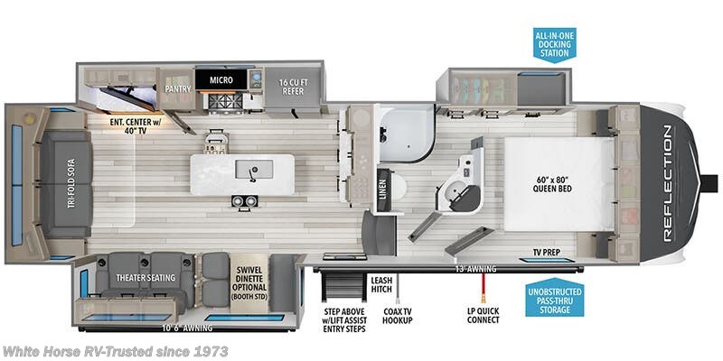 Call now about this 2026 Grand Design Reflection 303RLS! Floorplan of 2026 Grand Design Reflection 303RLS