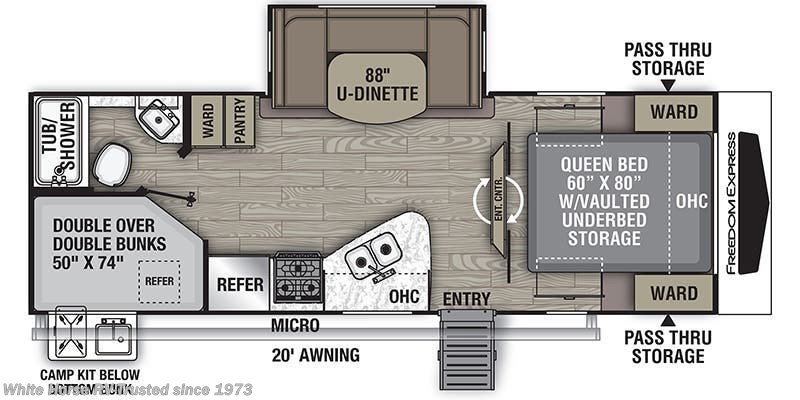 Call now about this 2021 Coachmen Freedom Express Ultra Lite 257BHS! 2021 Coachmen Freedom Express Ultra Lite 257BHS - Used Travel Trailer For Sale by White Horse RV Center in Egg Harbor City, New Jersey features Furnace, Bunk Beds, Refrigerator, Converter, Exterior Speakers