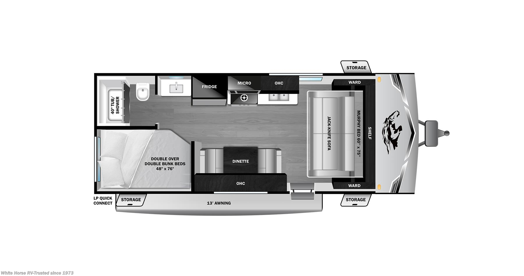 Call now about this 2026 Highland Ridge Colt 20DB! Floorplan of 2026 Highland Ridge Colt 20DB