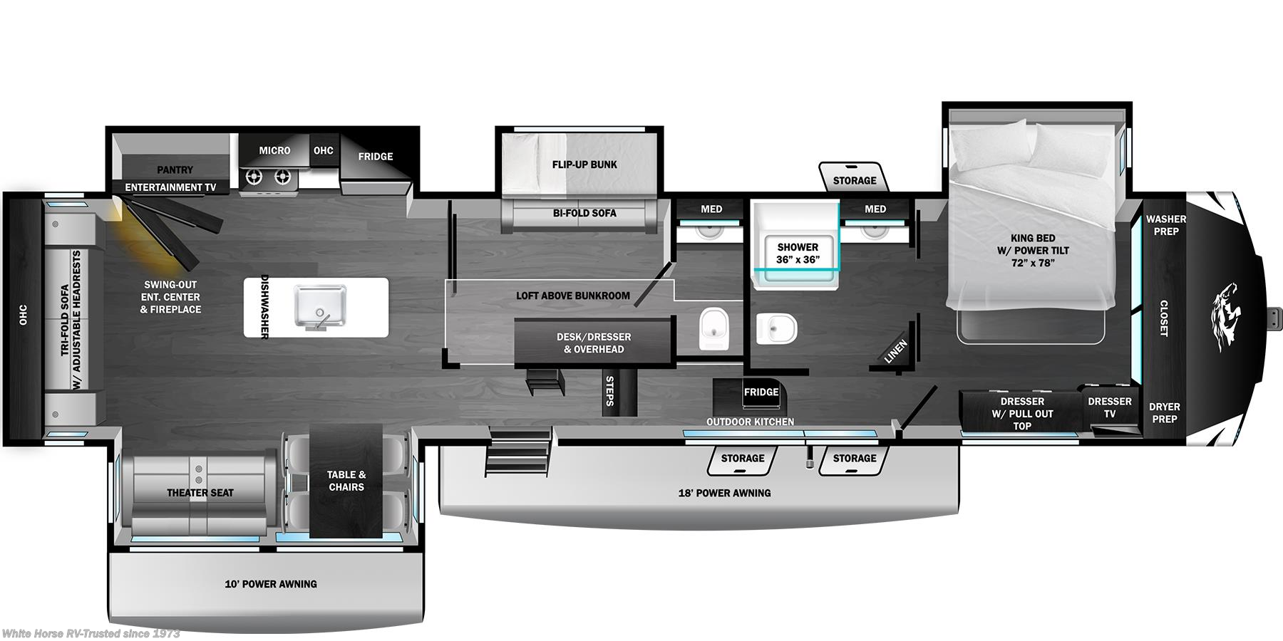Call now about this 2026 Highland Ridge Open Range 3X 372MBH! Floorplan of 2026 Highland Ridge Open Range 3X 372MBH