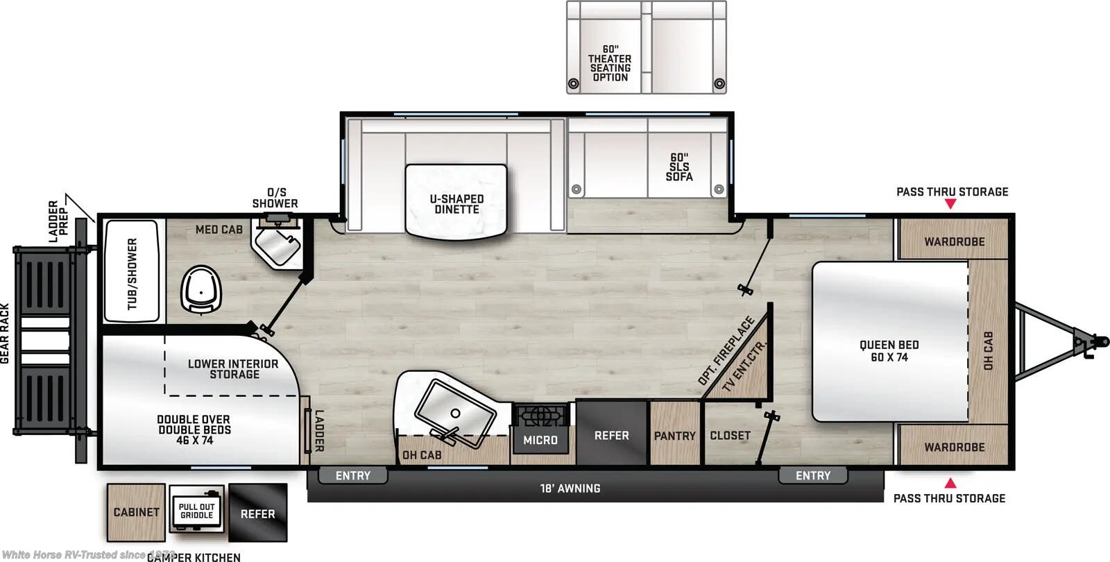 Call now about this 2026 Coachmen Catalina Legacy Edition 263BHSCK! Floorplan of 2026 Coachmen Catalina Legacy Edition 263BHSCK