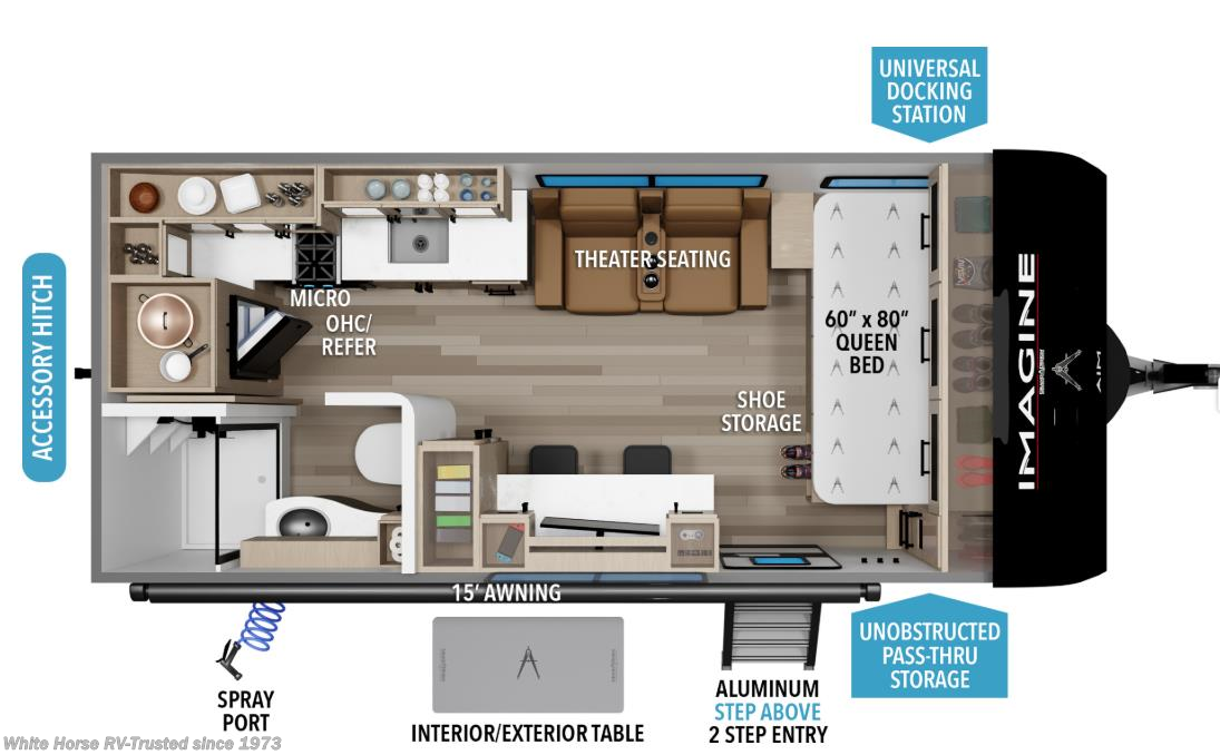 Call now about this 2026 Grand Design Imagine AIM 19MLA! Floorplan of 2026 Grand Design Imagine AIM 19MLA