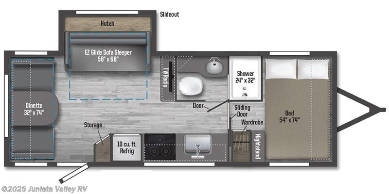 Floorplan of 2025 Winnebago Micro Minnie 2225RL
