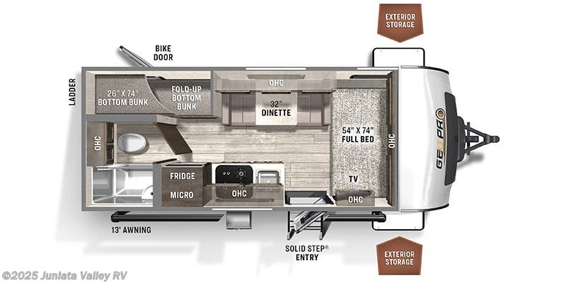 Contact us now about this 2021 Forest River Rockwood Geo Pro G19BH! Floorplan of 2021 Forest River Rockwood Geo Pro G19BH