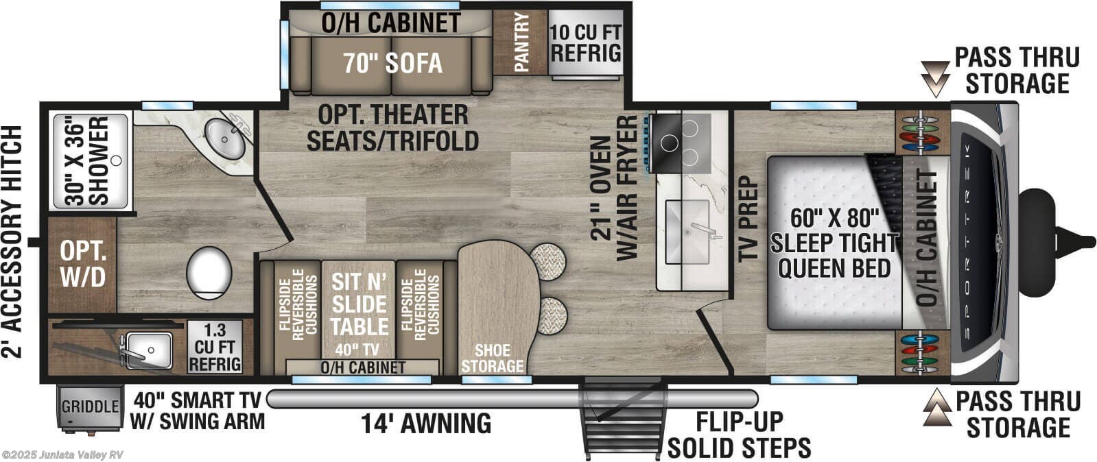 Contact us now about this 2026 Venture RV SportTrek ST271VRB! Floorplan of 2026 Venture RV SportTrek ST271VRB