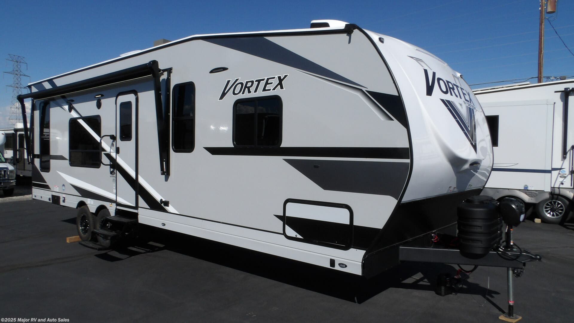 Contact us now about this 2026 Genesis Supreme Vortex 2715FSXL, 1 SLIDE, 2 A/C'S, 400 WATT SOLAR, ARCTIC! 2026 Vortex 2715FSXL, 1 SLIDE, 2 A/C'S, 400 WATT SOLAR, ARCTIC by Genesis Supreme from Major RV and Auto Sales in Hesperia, California