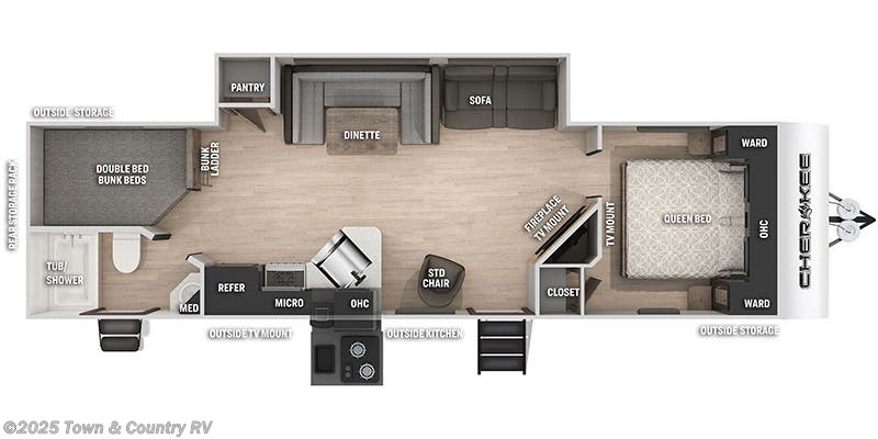 Floorplan of 2021 Forest River Cherokee 284DBH