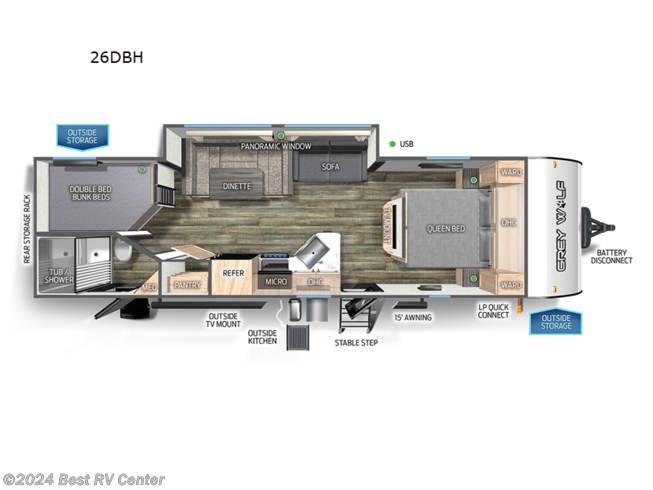 2024 Forest River Cherokee Grey Wolf 26DBH - New Travel Trailer For Sale by Best RV Center in Turlock, California